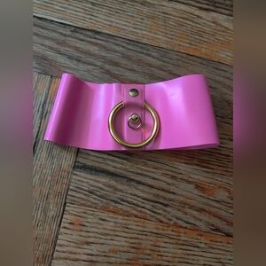 Latex Lucie Hot Pink Fuchsia Latex Gold Ring Collar
